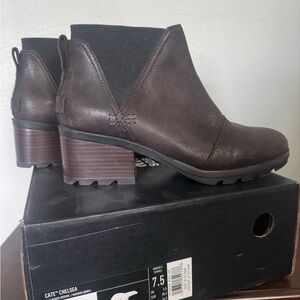 Sorel Brown Ankle Boots with Rugged Sole